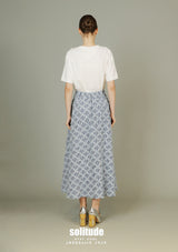 Checkered Long Denim Skirt