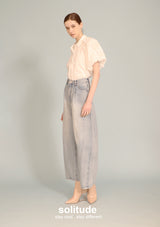 White Embroidered Bubble Sleeve Shirt