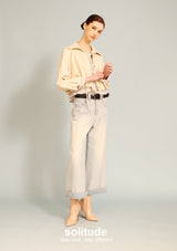 Heavy Washed Wide-leg Jeans with Belt Set