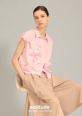 Pink Flower Patches Sleeveless Shirt