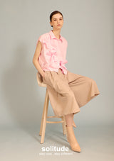 Pink Flower Patches Sleeveless Shirt