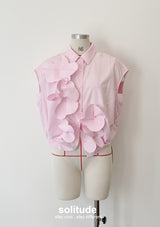 Pink Flower Patches Sleeveless Shirt
