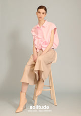 Pink Flower Patches Sleeveless Shirt