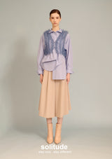 Sky Blue Shirt with Organza Vest Set