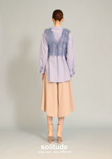 Sky Blue Shirt with Organza Vest Set