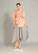 Pink Orange Shirt with Organza Vest Set