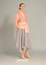 Pink Orange Shirt with Organza Vest Set
