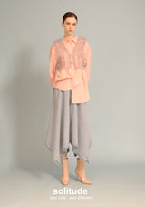 Pink Orange Shirt with Organza Vest Set