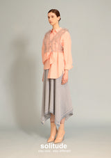 Pink Orange Shirt with Organza Vest Set