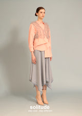 Pink Orange Shirt with Organza Vest Set