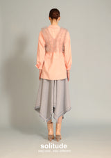 Pink Orange Shirt with Organza Vest Set