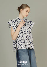 Blue Dots Printed Woven Top