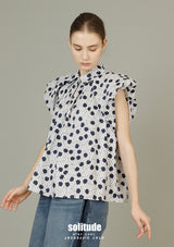 Blue Dots Printed Woven Top