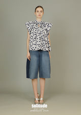 Blue Dots Printed Woven Top