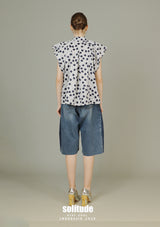 Blue Dots Printed Woven Top