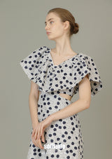 Ruffle V-neck Printed Midi Dress