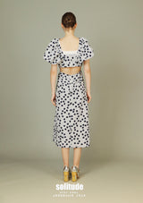 Ruffle V-neck Printed Midi Dress