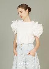 3D Flowers White Knitted Top