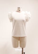 3D Flowers White Knitted Top