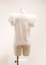 3D Flowers White Knitted Top