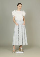 3D Flowers White Knitted Top