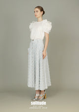 3D Flowers White Knitted Top