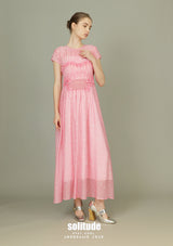 Pink Checkered See Through Dress