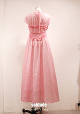 Pink Checkered See Through Dress