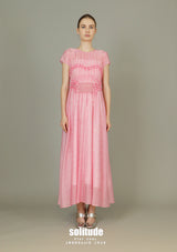 Pink Checkered See Through Dress