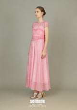 Pink Checkered See Through Dress