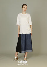 White Flowers Patches Knitted Top