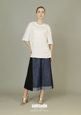 White Flowers Patches Knitted Top