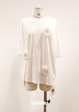 White Flowers Patches Knitted Top