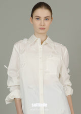 White Embellished Woven Shirt