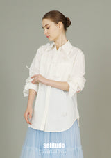 White Embellished Woven Shirt