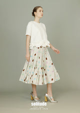 White Ruffles Hem Knitted Top