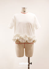 White Ruffles Hem Knitted Top
