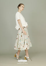 White Ruffles Hem Knitted Top