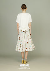 White Ruffles Hem Knitted Top