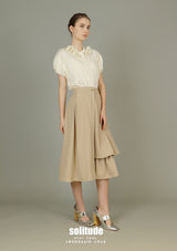 Beige Tiered Spiral Woven Culottes