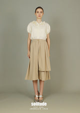 Beige Tiered Spiral Woven Culottes