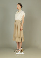 Beige Tiered Spiral Woven Culottes