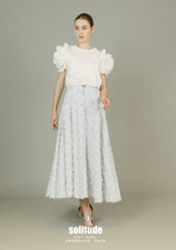 Light Blue Checkered Long Denim Skirt