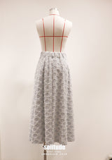 Light Blue Checkered Long Denim Skirt