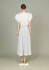 Light Blue Checkered Long Denim Skirt