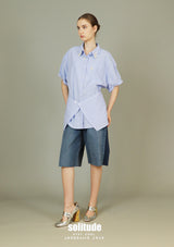 Embellished Collar Striped Shirt