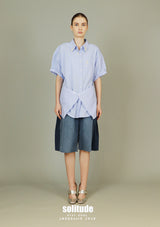 Embellished Collar Striped Shirt