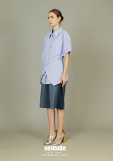 Embellished Collar Striped Shirt