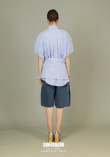 Embellished Collar Striped Shirt