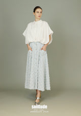 White Bubble Hem Sleeveless Shirt